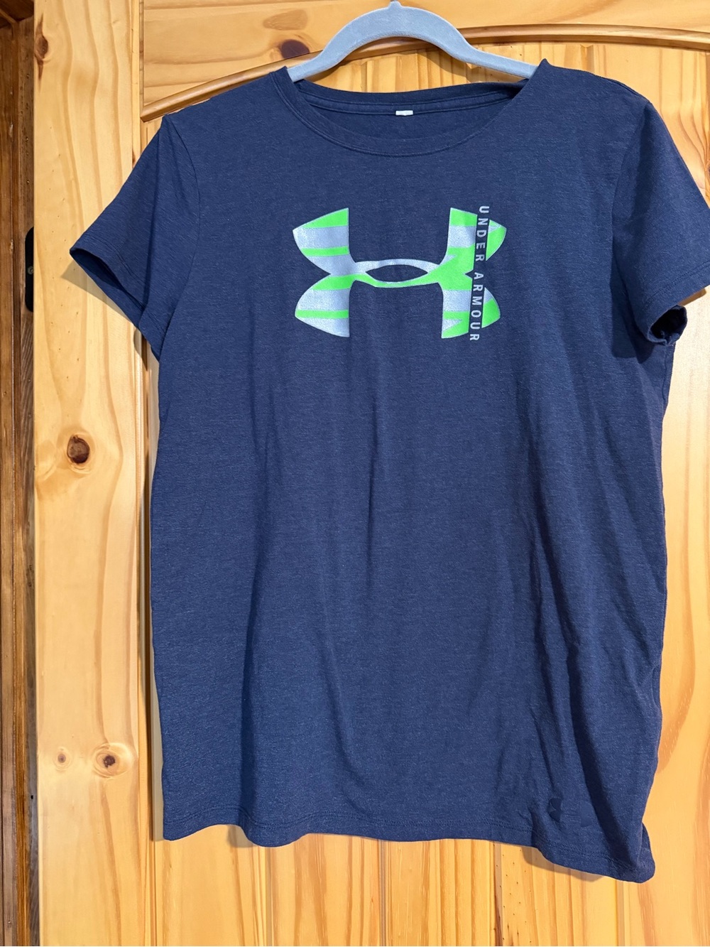 Under Armour Navy Short Sleeve Tee with Green Logo